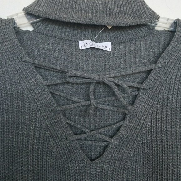 Lace Up Choker Knit Sweater! LAST 1! - Picture 3 of 5